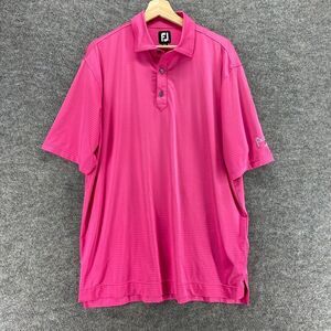 5/$45 FJ Polo Shirt Men L Large Pink Striped Button Up Collared Short Sleeve